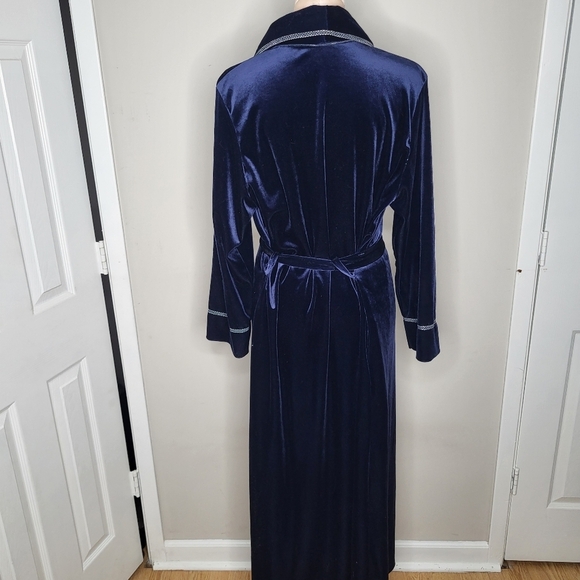 Vintage Amanda Stewart Intimates Deep Blue Embroidered Robe Medium - Picture 5 of 7